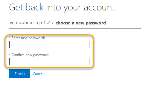 Screenshot of password entry fields