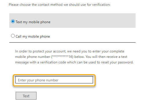 Screenshot of MFA screen