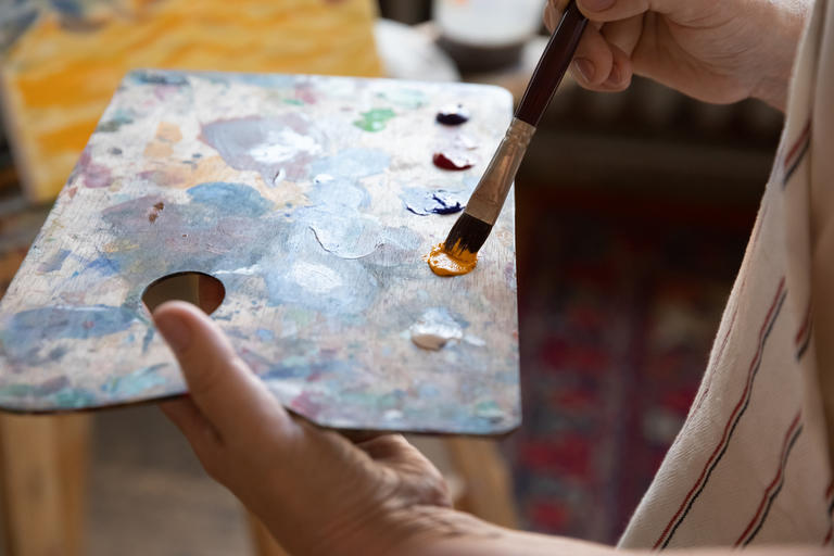 Close up of painting palette