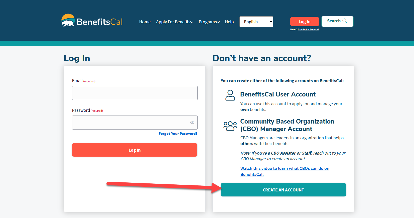 Click Create Account