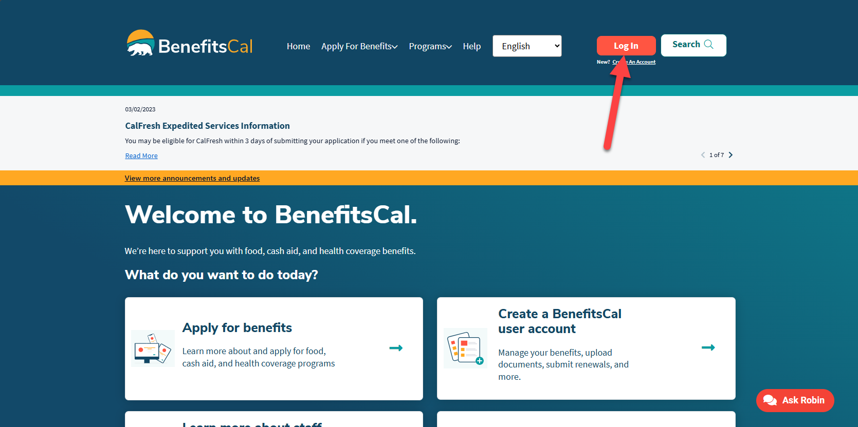 BenefitsCal Homepage